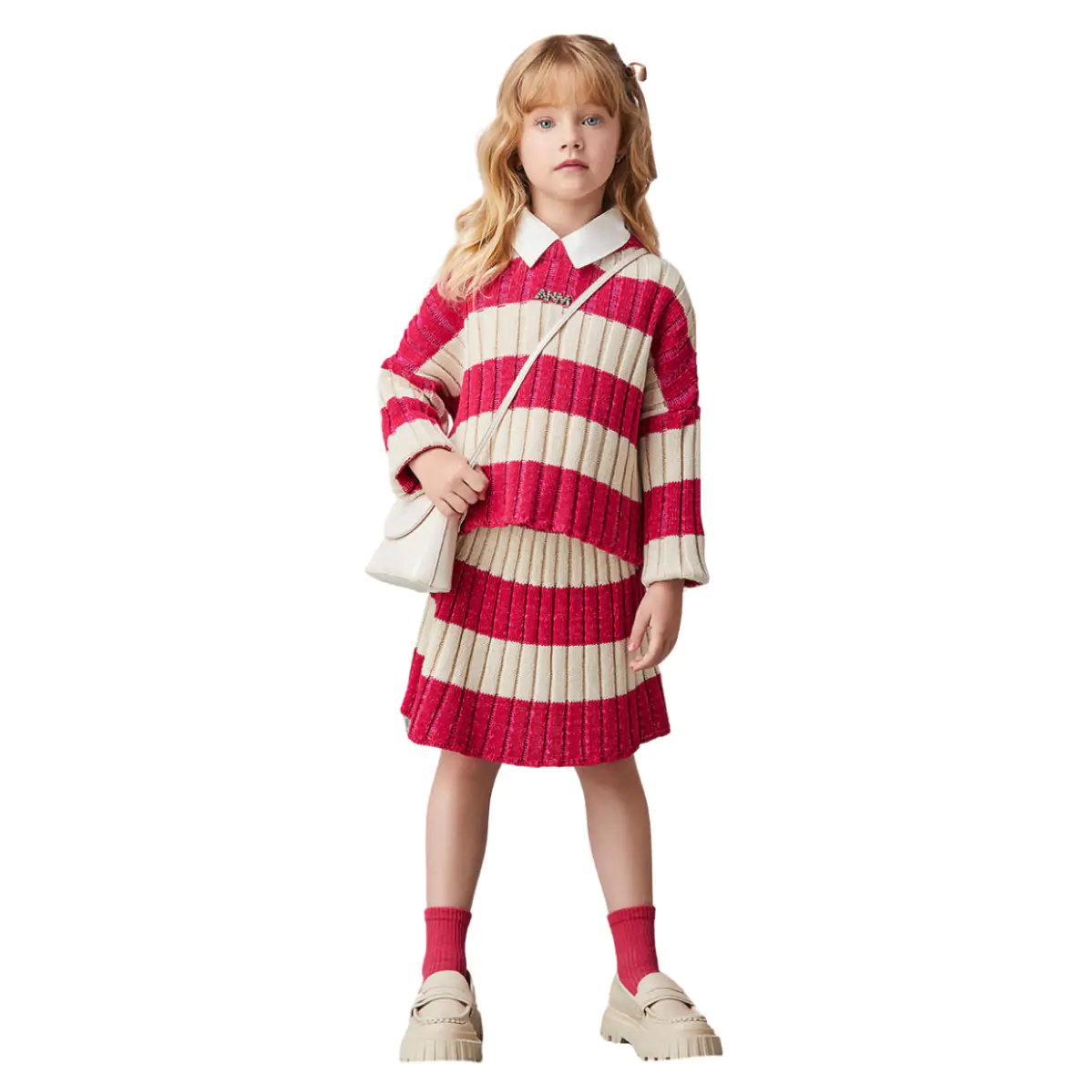 Conjunto Infantil de Tricot Listrado Animê