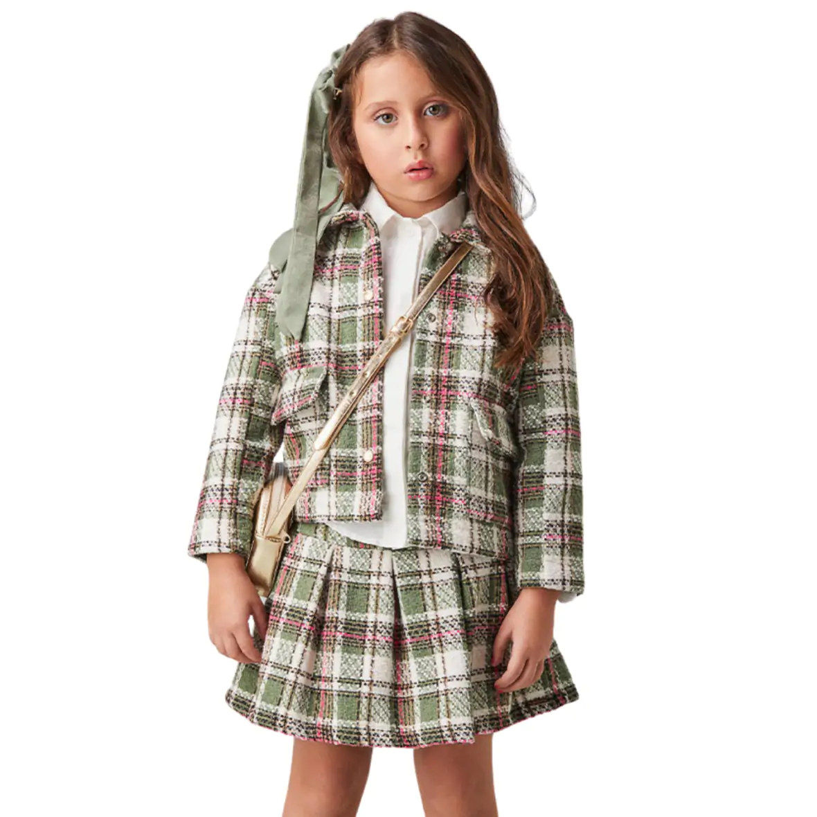 Conjunto Infantil de Tweed Xadrez Animê