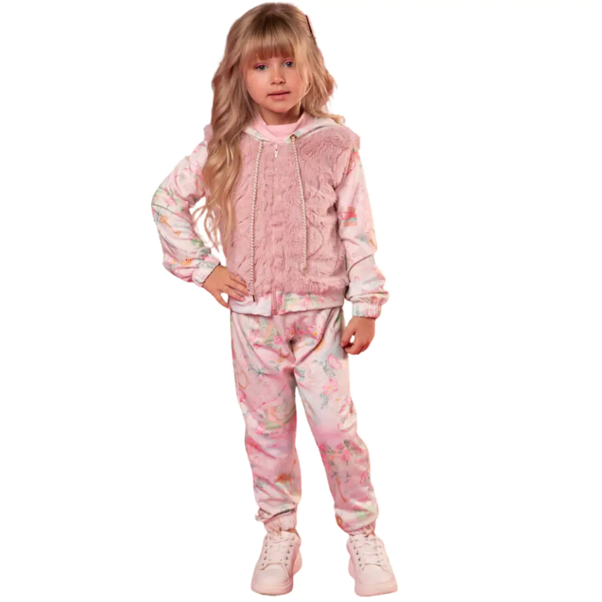 Conjunto Infantil Jaqueta e Calça Moletom com Pelúcia Infanti