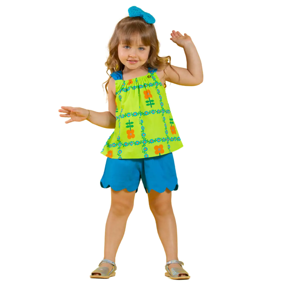 Conjunto Infantil Quadriculado Florido Precoce