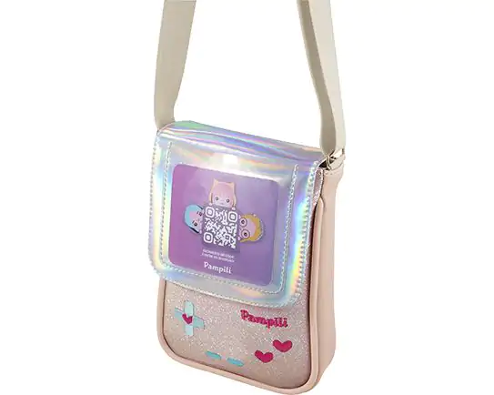 Bolsa Tiracolo Infantil Game Pamps Holográfica Rosê Pampili