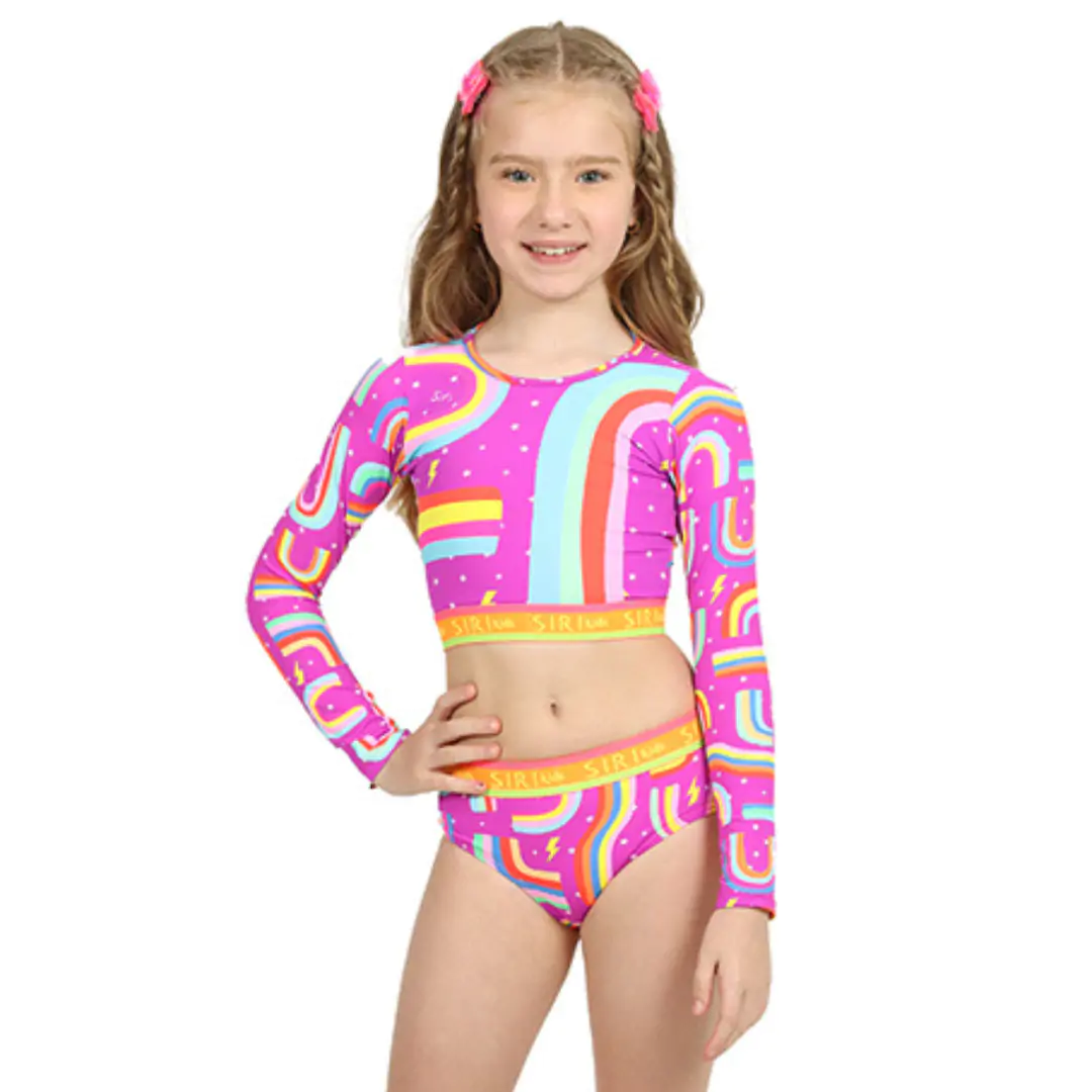 Biquini Infantil 3 Peças Cropped Rainbow Siri Kids