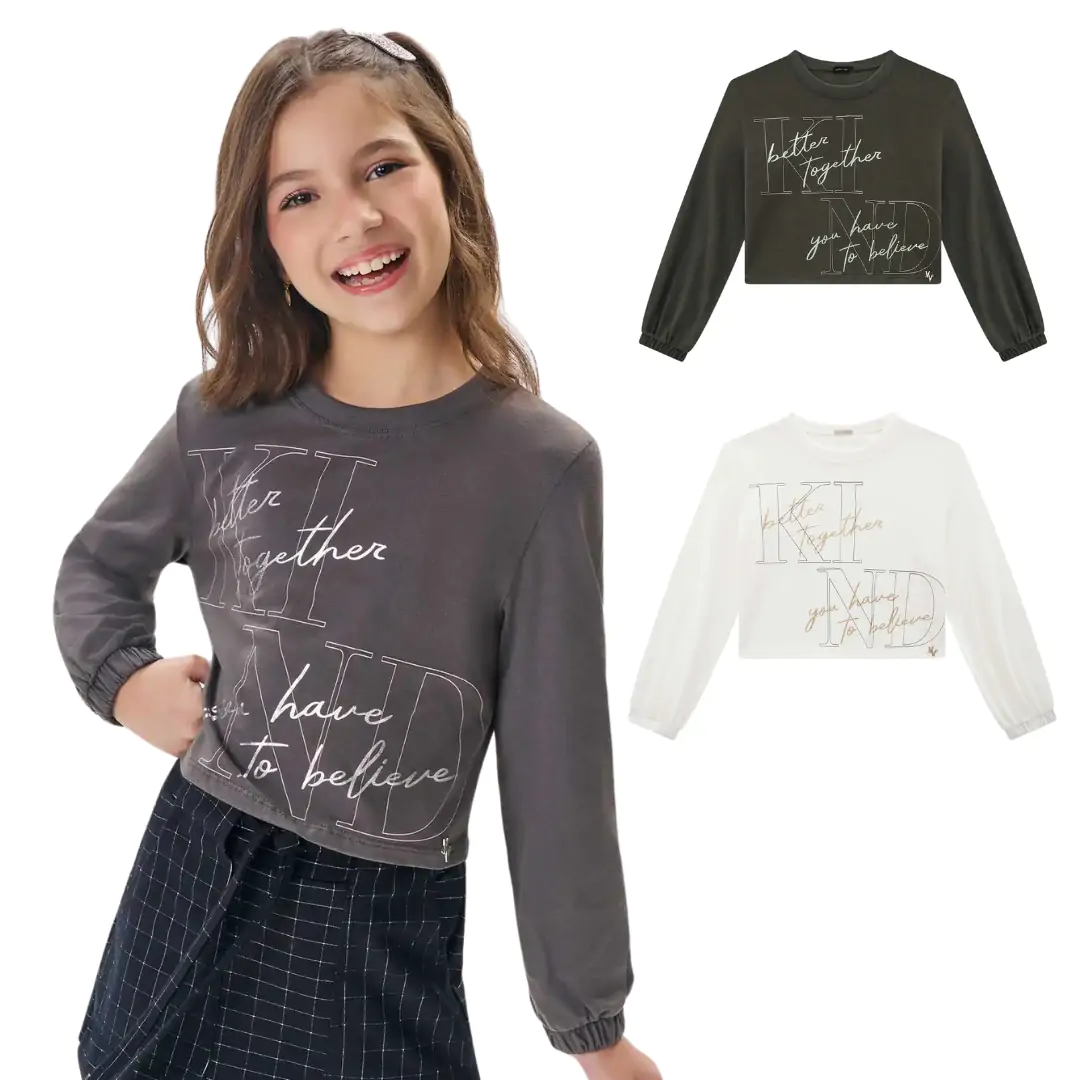 Blusa Juvenil Boxy Over em Meia Malha Vic&Vicky